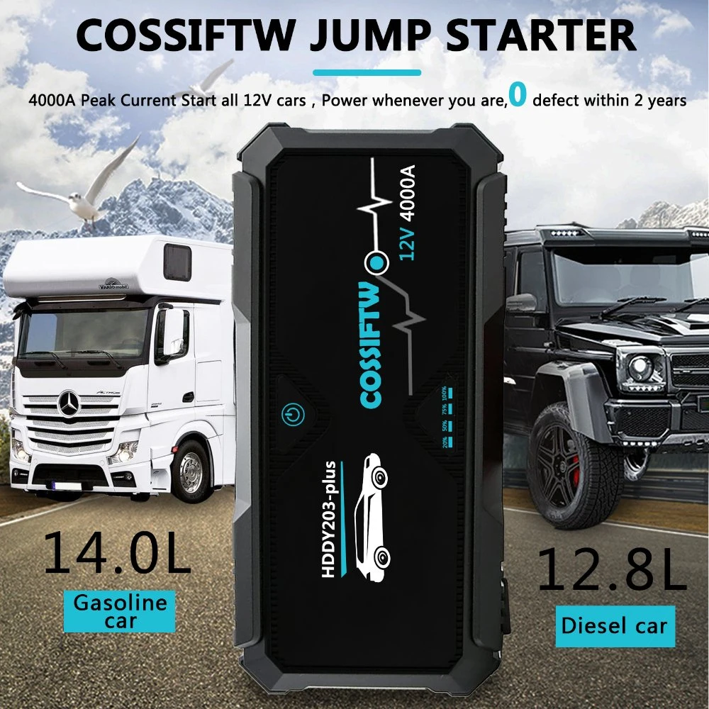 Heavy Duty Car Battery Jump Starter 4000A Peak Current Lithium Battery Auto Emergency Lights Truck Jump Starter